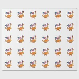 Papel De Presente Camisa de Gravura Vintage Bandeira de Dinossauro P
