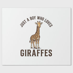 Papel De Presente Camisa de Gravura Vintage de Menino que Ama Girafa