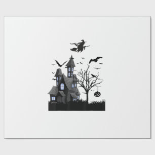 Papel De Presente Camisa de Halloween Casa Assombrada Morcegos Voado