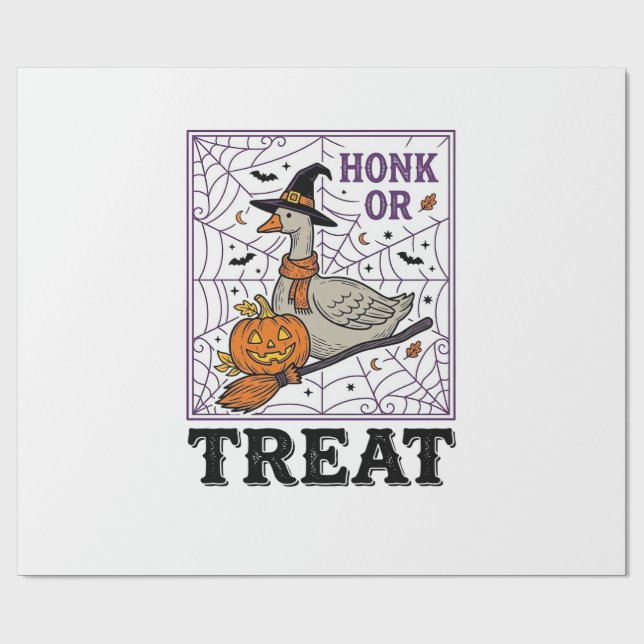 Papel De Presente Camisa de Halloween de Ganso de Bruxa Honk ou Trea (Aberto)