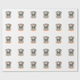 Papel De Presente Camisa de Halloween Vintage Caveira Doces ou Trave
