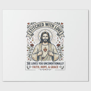 Papel De Presente Camisa de Jesus Costurando Bordado Gráfico Cristão
