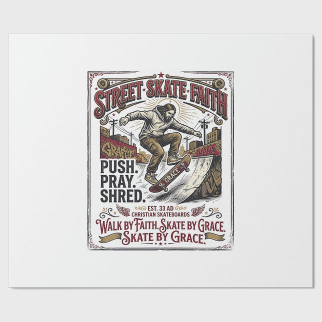 Papel De Presente Camisa de Jesus Skate Longboard Cristão (Aberto)
