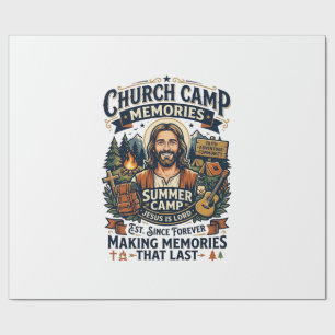 Papel De Presente Camisa de Nostalgia do Acampamento da Igreja Jesus