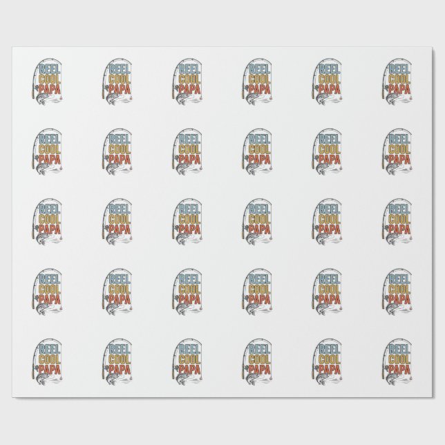 Papel De Presente Camisa de Pesca Reel Cool Papa Design_1 (Aberto)
