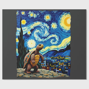 Papel De Presente Camisa de Tartaruga Artística Tartaruga Noite Est