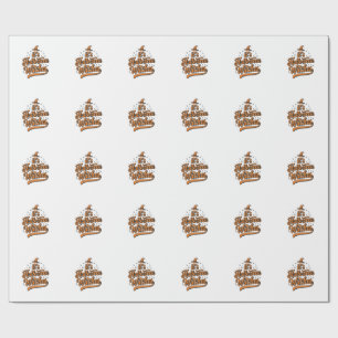 Papel De Presente Camisa de Tipografia de Bruxas de Halloween Vintag