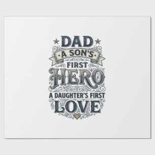 Papel De Presente Camisa de Tipografia Vintage Amor Filho Pai Heroín