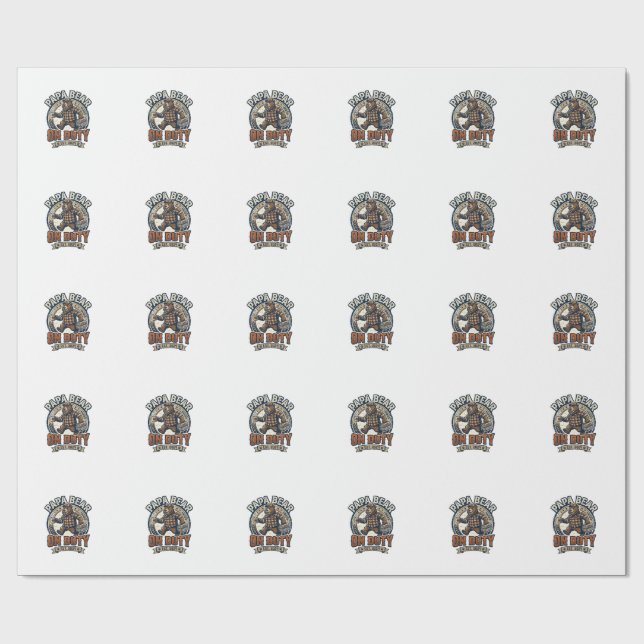 Papel De Presente Camisa do Dia do Pai Urso Papa de Serviço Camisa E (Aberto)