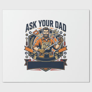 Papel De Presente Camisa do Dia dos Pais Pergunte ao seu pai ele con