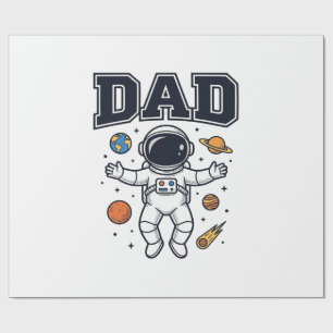 Papel De Presente Camisa do Papai Astronauta Espaço Vetor Design_1