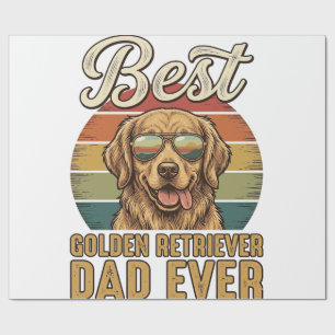 Papel De Presente Camisa do pôr do sol vintage Pai do Golden Retriev