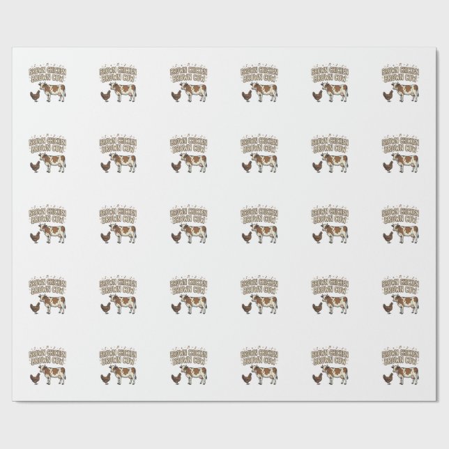 Papel De Presente Camisa engraçada da fazenda da galinha marrom vaca (Aberto)