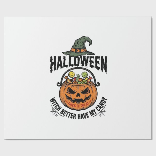 Papel De Presente Camisa engraçada de bruxa de Halloween com design  (Aberto)