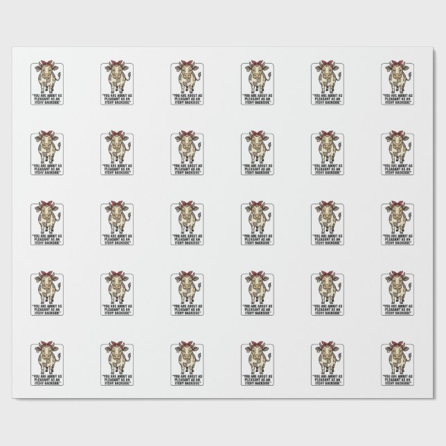 Papel De Presente Camisa engraçada e mal-humorada de vaca xadrez vin (Aberto)