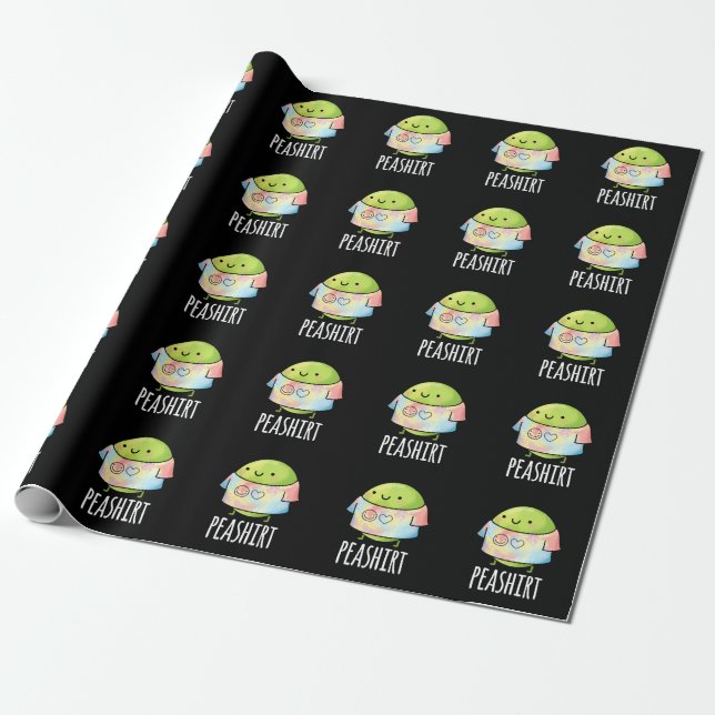 Papel De Presente Camisa Engraçada Veggie Pea TShirt Pun Dark BG (Desenrolado)