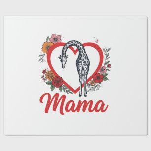 Papel De Presente Camisa Floral Vintage Girafa Mamãe Coração Design_