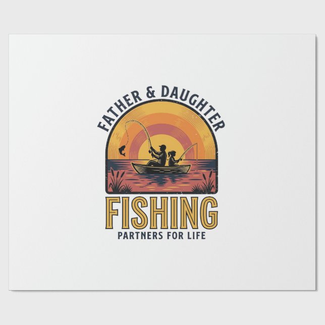 Papel De Presente Camisa Parceiros de Pesca Pai e Filha para a Vida  (Aberto)