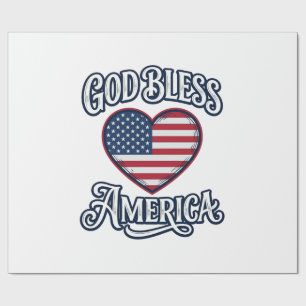 Papel De Presente Camisa Patriótica Coração Deus Abençoa a América D