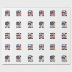 Papel De Presente Camisa Patriótica Vintage de Pug de 4 de Julho Des