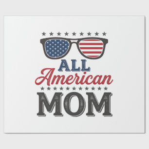 Papel De Presente Camisa Patriótica Vintage Mãe Americana_1
