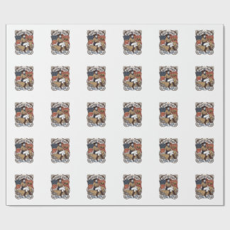 Papel De Presente Camisa Patriótica Vintage Western Cowgirl Design_1