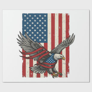 Papel De Presente Camisa Vetorial Patriótica Vintage Eagle Flag_1
