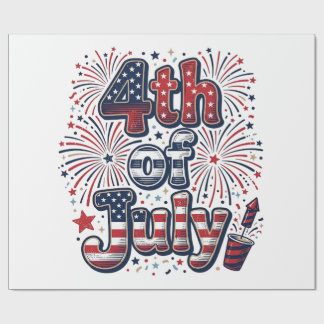 Papel De Presente Camisa Vintage 4 de Julho Patriótica Fogos de Arti