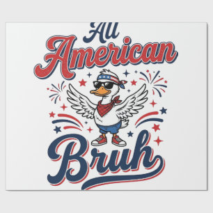Papel De Presente Camisa Vintage de Pato Patriótico Todo Americano B