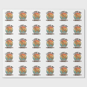 Papel De Presente Camisa Vintage de pôr do sol com cachorro Smokey S