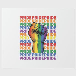 Papel De Presente Camisa Vintage Pride Punho Erguido Arco-íris Desig