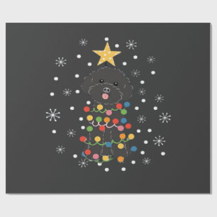 Papel De Presente Camiseta Clássica Árvore de Natal Poodle Toy Preto