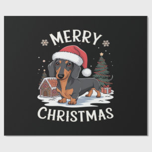 Papel De Presente Camiseta Clássica de Feliz Natal para Dachshund