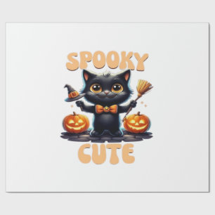 Papel De Presente Camiseta Clássica de gato preto fofo e assustador
