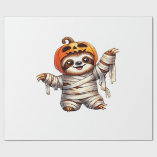 Papel De Presente Camiseta Clássica de Halloween da Múmia de Preguiç