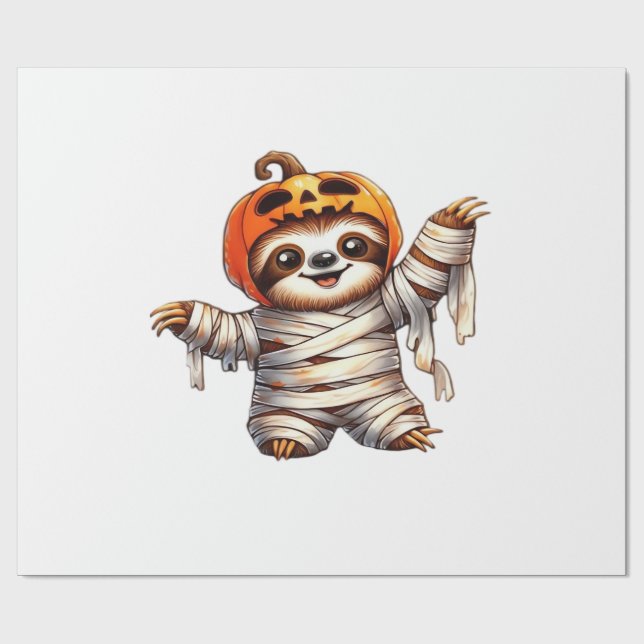 Papel De Presente Camiseta Clássica de Halloween da Múmia de Preguiç (Aberto)