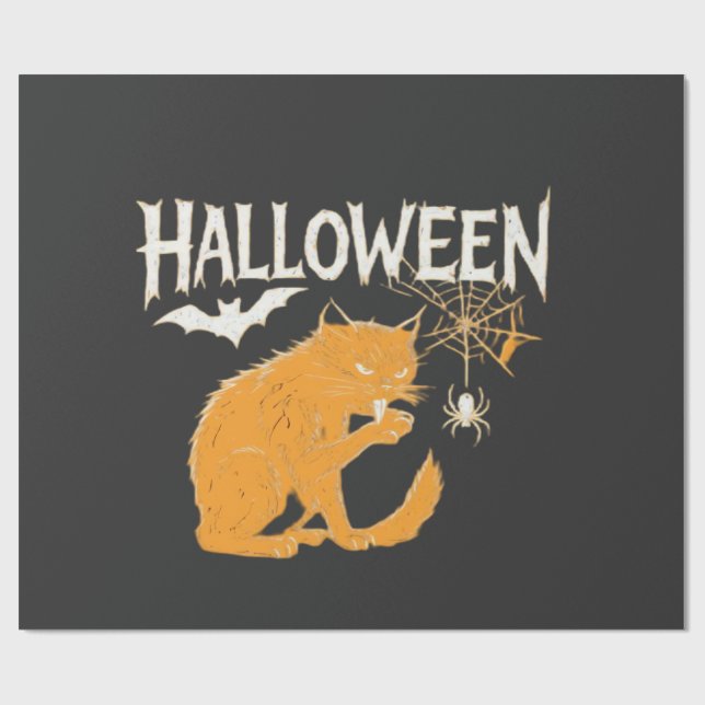 Papel De Presente Camiseta Clássica de Halloween do Gato Vampiro (Aberto)