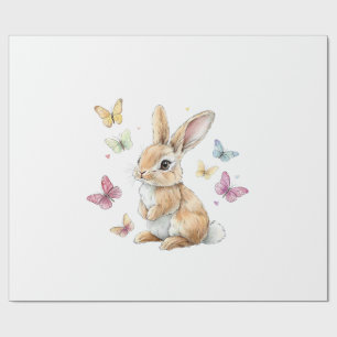 Papel De Presente Camiseta Coelho Easter Bunny Borboleta Fofa