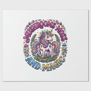 Papel De Presente Camiseta Comercial Cogumelos Musgo e Magia Unicórn