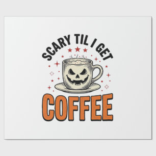 Papel De Presente Camiseta de Café Vintage de Halloween Assustador a