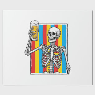 Papel De Presente Camiseta de Gravura Vintage de Cerveja Esqueleto A