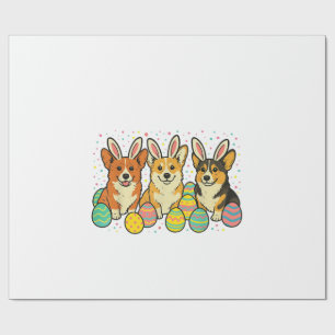 Papel De Presente Camiseta de Páscoa Corgi_1