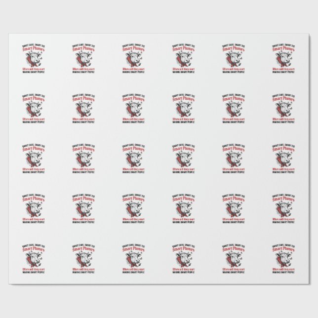 Papel De Presente Camiseta Engraçada Pessoas Inteligentes Vaca Engra (Aberto)