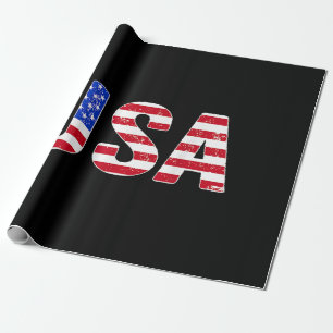 Papel De Presente Camiseta EUA Bandeira Americana Patriótica Homens
