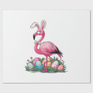 Papel De Presente Camiseta Flamingo de Páscoa