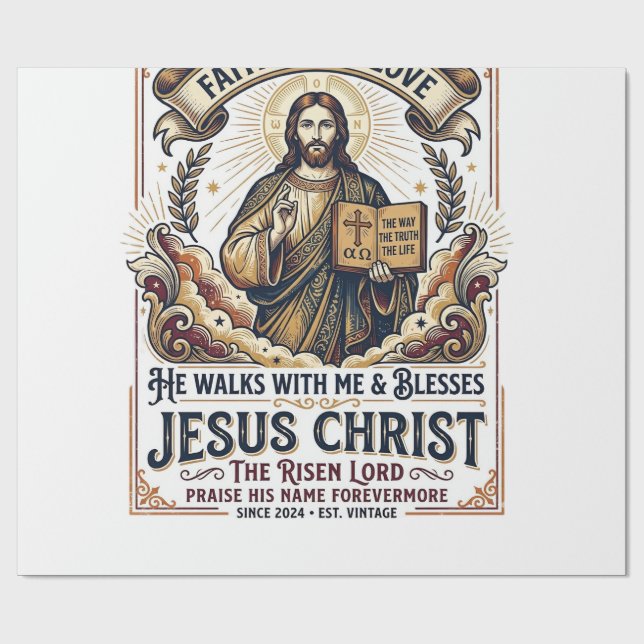Papel De Presente Camiseta Jesus Surfando Fé Inspiradora (Aberto)