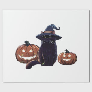 Papel De Presente Camiseta Oversized Halloween gato preto