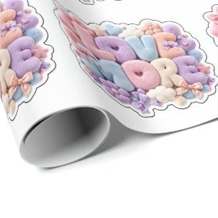 Papel De Presente Camiseta Pastel Plush "AME MAIS" Tipografia 3D