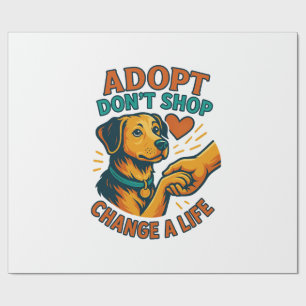 Papel De Presente Camiseta Pet Adopt Love