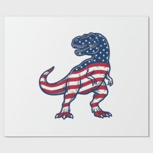 Papel De Presente Camiseta T-Rex Patriota Bandeira Americana_1